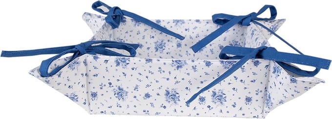 Clayre & Eef Broodmand 35x35x8 cm Wit Blauw Katoen Roosjes