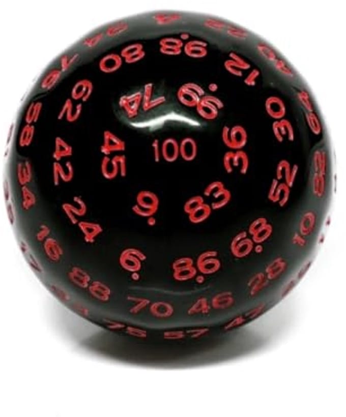 Foam Brain Games dobbelsteen 45mm D100 zwart rood - educatief speelgoed.