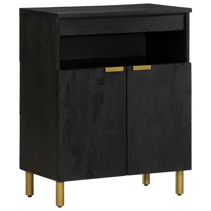 vidaXL - Dressoir - 60x33x75 - cm - bewerkt - hout - zwart