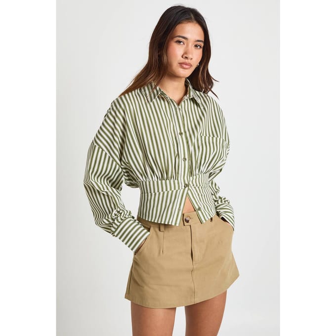 boohoo Dames Twill Mini Rokbroek | Olive | Maat: 8