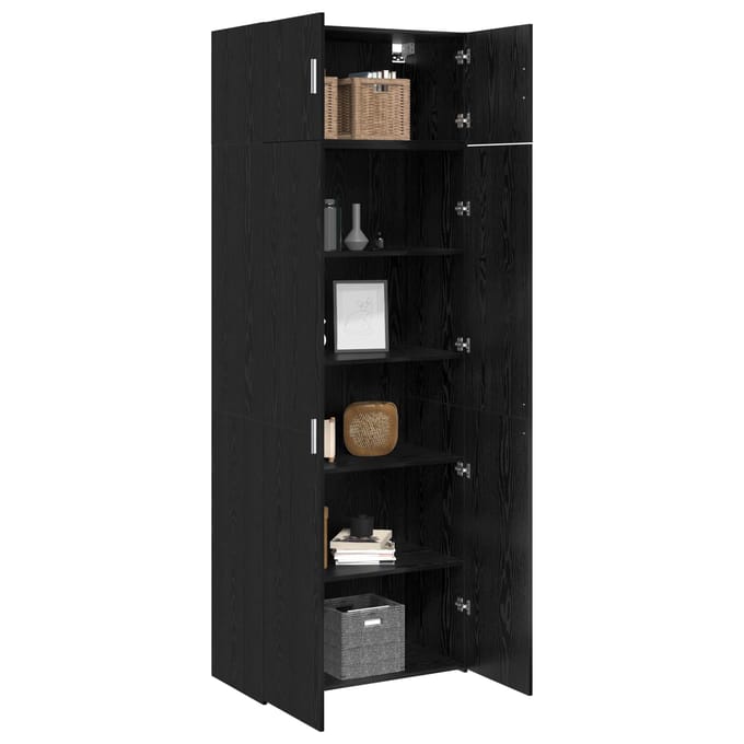 vidaXL - Opbergkast - 3 - st - Zwart - Eiken - 80 - x - 42,5 - x - 225 - cm
