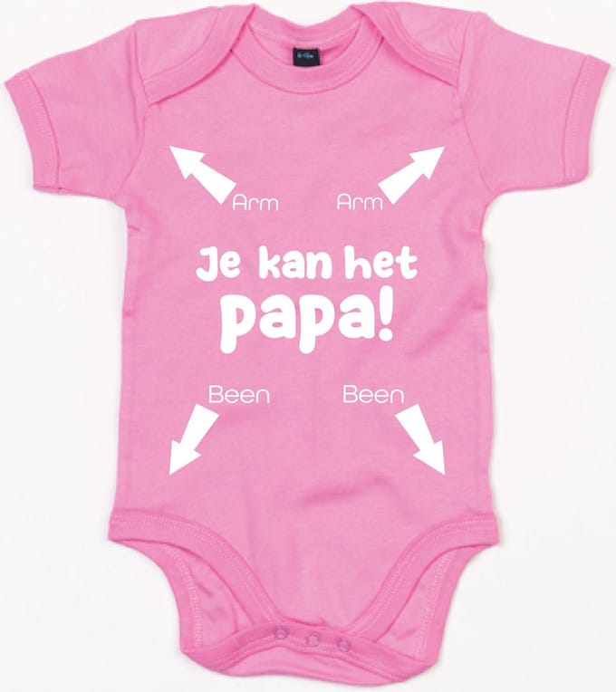 Rompertje Papa Je Kan Het-Bubble Gum Pink-3-6 Maanden