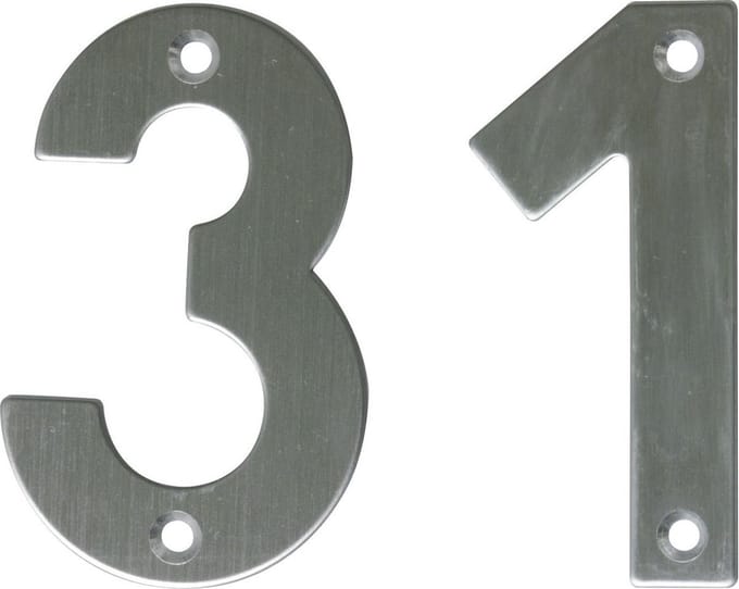 AMIG Huisnummer 31 - massief Inox RVS - 10cm - incl. bijpassende schroeven - zilver