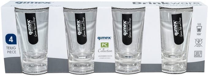 Gimex set van 4 borrelglaasjes