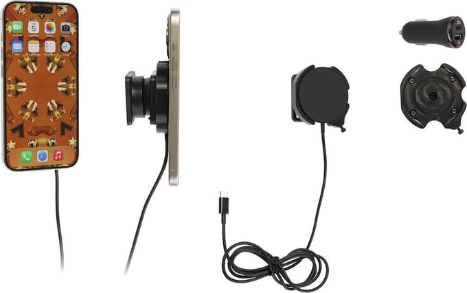 Brodit houder geschikt voor Apple iPhone MagSafelader/Swivel , Actieve houder met 12V USB SIG-Plug