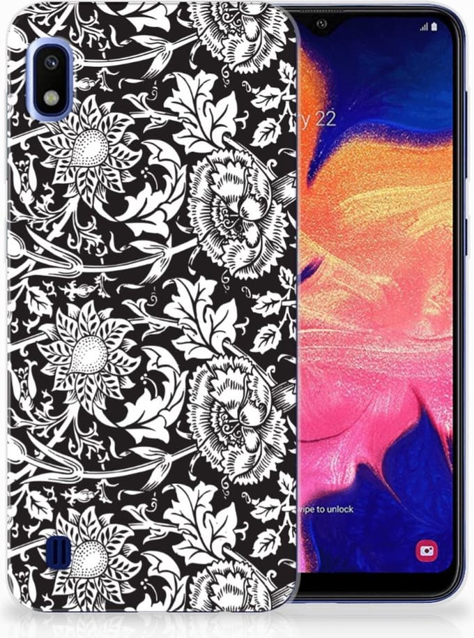 Samsung Galaxy A10 TPU Case Black Flowers