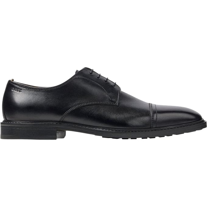 Boss Heren Leren Derby Schoenen (Zwart)