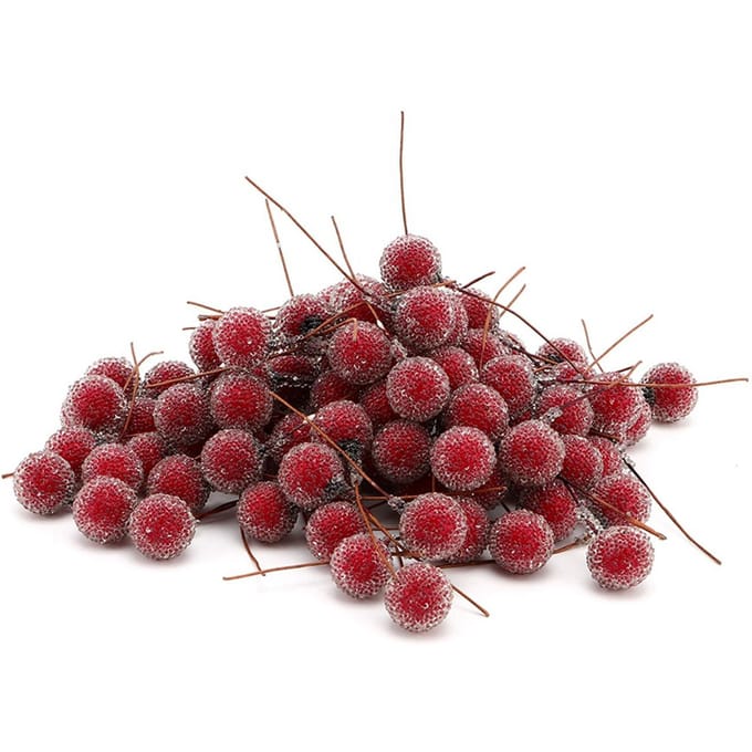 100 stuks Kunstbloem Bessen Mini Bevroren Fruit Hulstbessen Huis Bruiloft Feest Decoratie brown