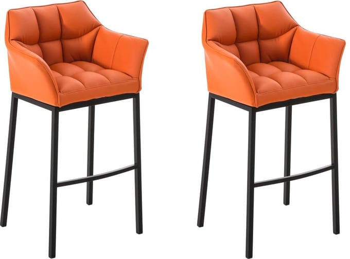 CLP Damaso - Barkruk - Set van 2 - Kunstleer oranje zwart