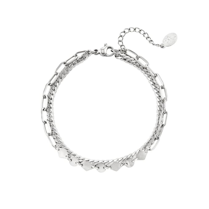 Dubbellaagse armband - Yehwang - Armband - One size - Zilver