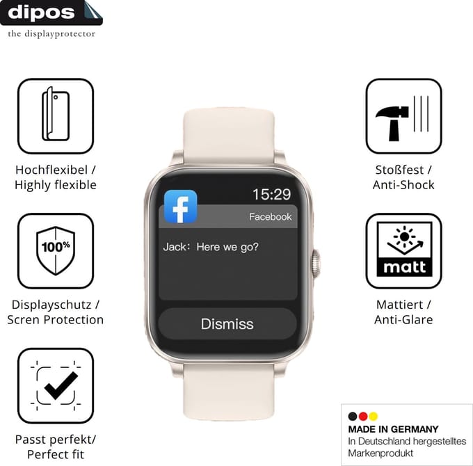 dipos FLEX – 2x Matte Screenprotector geschikt voor UMAwangfit P6 1.85 | Volledige Schermbescherming | Case-Friendly
