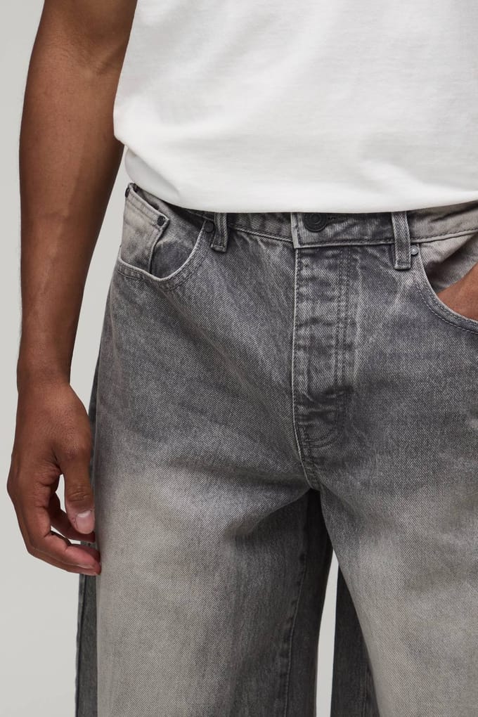 Essential Baggy Fit Rigid Washed Jeans | Stone | Size 46R