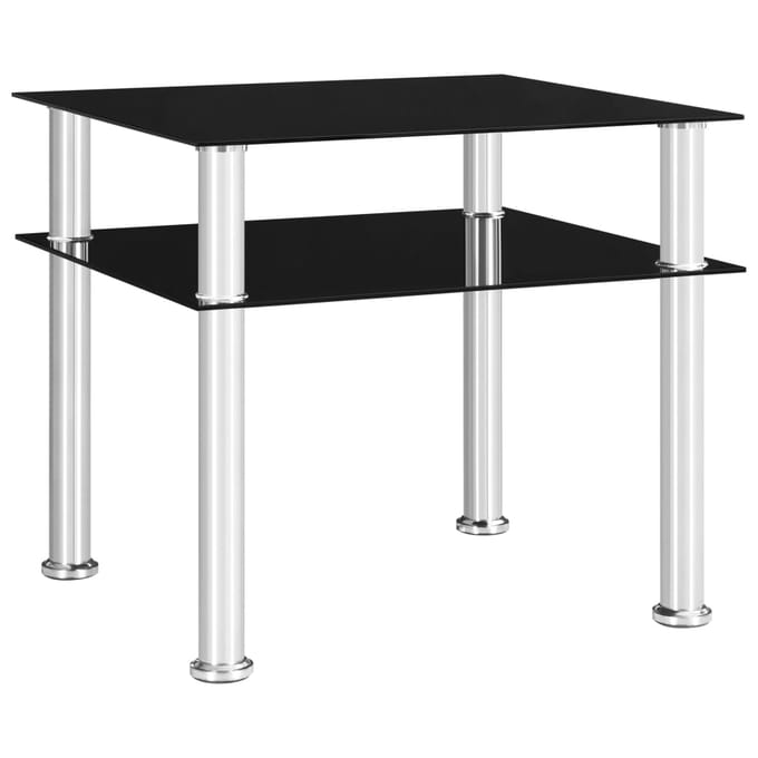 vidaXL - Bijzettafel - 45x50x45 - cm - gehard - glas - zwart