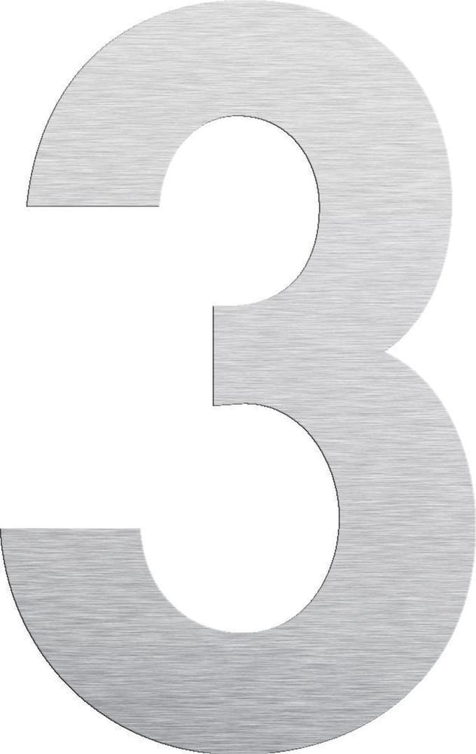 Huisnummer 15 cm - Nummer 3 - RVS mat geborsteld