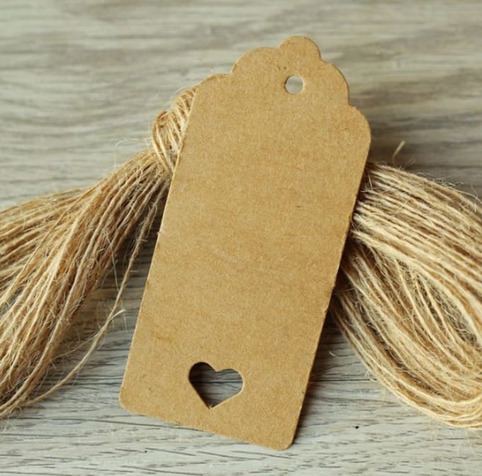 BukkitBow - Karton Knutselpapier - Kartonnen Cadeaulabels - Labels met Touw - Set 100 Stuks