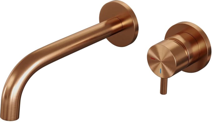 Brauer Copper Edition Wastafelmengkraan inbouw - gebogen uitloop links - hendel kort smal - model B 1 - PVD - geborsteld koper