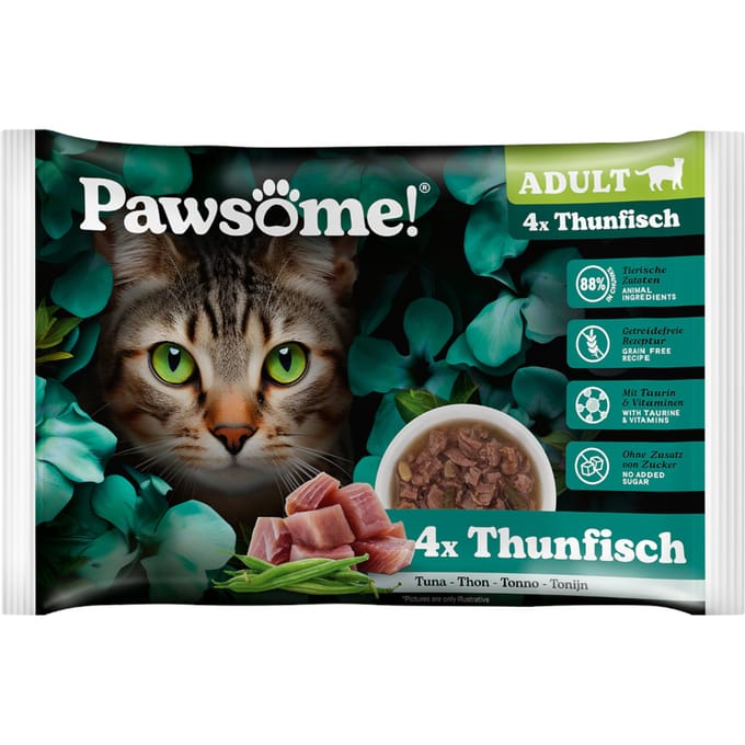 Pawsome Adult Cat 4 x 85 g - Tonijn