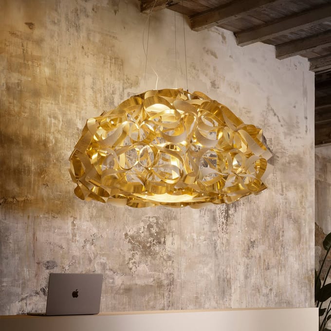 Slamp hanglamp Quantica, goudkleurig, Ø 120 cm