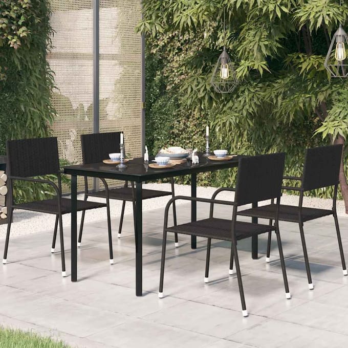 vidaXL - Tuintafel - 140x70x74 - cm - staal - en - glas - zwart