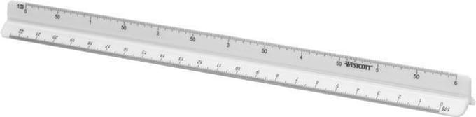 Westcott schaalstok - 30cm - schaal 1:20/25/50/75/100/125 - AC-E10163