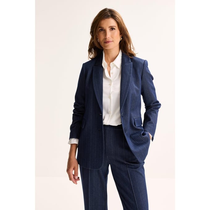Jersey Blazer Met Krijtstreep