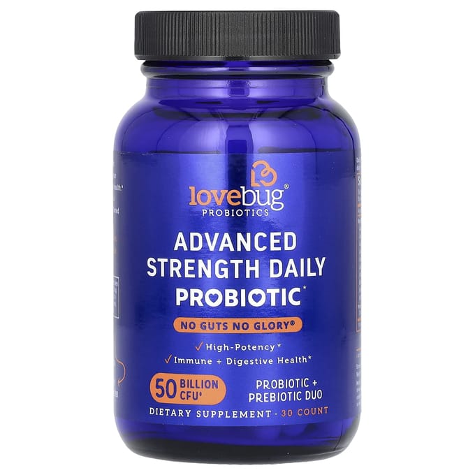 LoveBug Probiotics, Probiotique quotidien à force avancée, 50 milliards d'UFC, 30 unités
