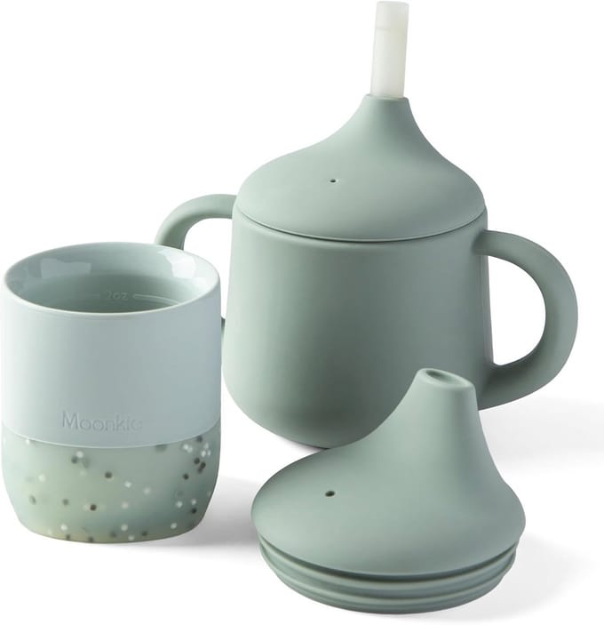 Set van 2 Babysippy en Trainingsbekers - Siliconen Drinkbekers voor Baby's van 6-12 maanden