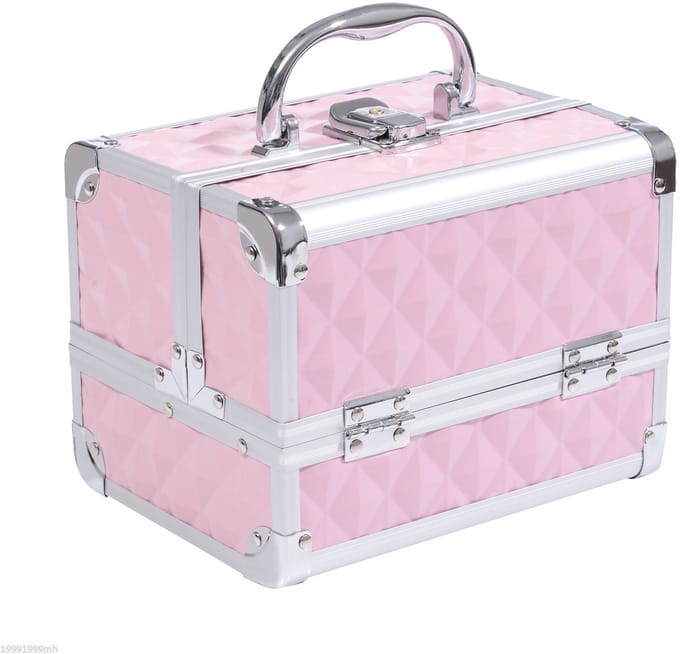 HOMCOM Make-upkoffer - Aluminiumlegering - 20x15x15cm - Roze