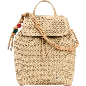 Desigual vrijetijdsrugzak handtas Half Logo Raffia Backpack Natural beige