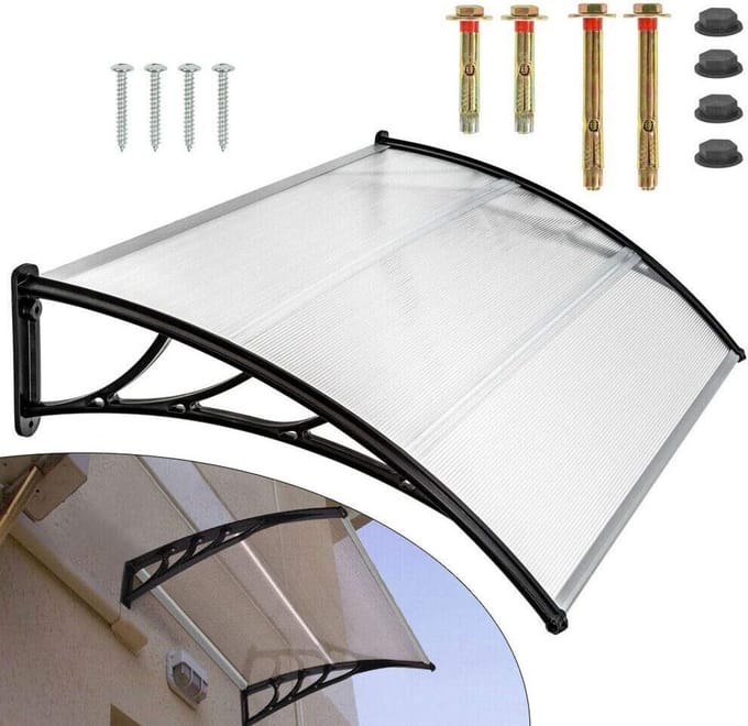 Deur Luifel - Overkapping Buiten - Bescherming Entree - Gebogen Lichtdoorlatend - 150 cm Breed