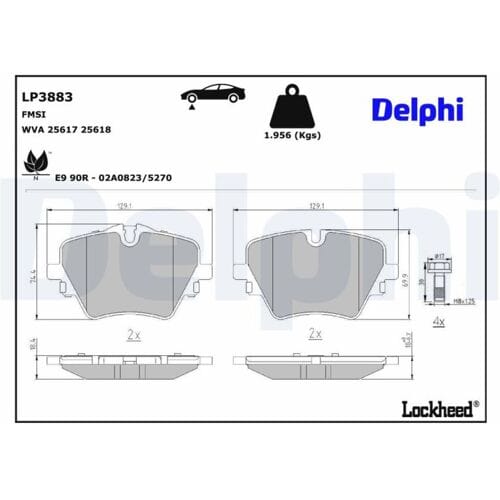Remblokkenset, schijfrem DELPHI LP3883