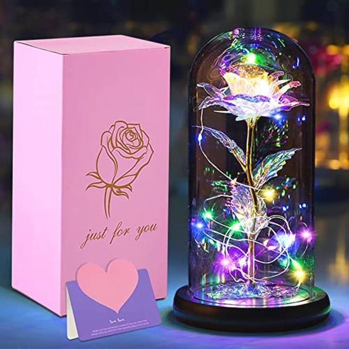 Eternal Rose LED-verlichting in Glazen Kooi - Romantisch Cadeau voor Dames