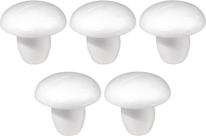 Rayher hobby DIY piepschuim paddestoel - 5x - 13 cm - wit - Knutselen - materialen