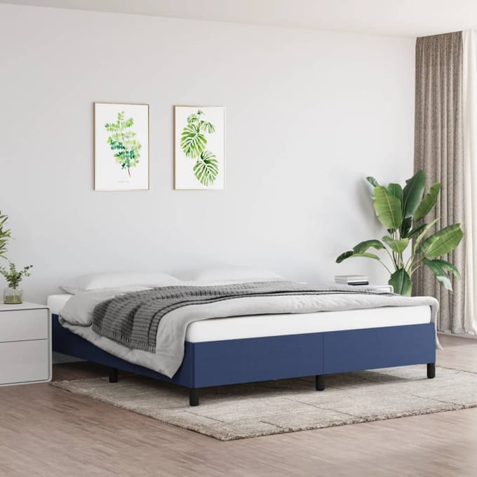 vidaXL - Bedframe - zonder - matras - stof - blauw - 160x200 - cm