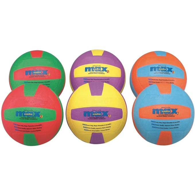 Spordas volleybal set van 6 kleuren - zachte ballen voor kinderen.
