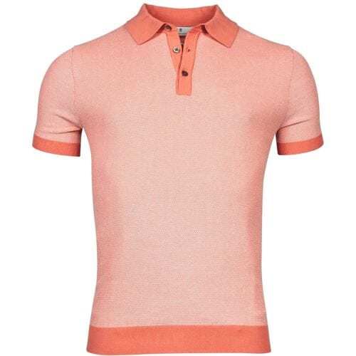 Thomas Maine Polo Pullover 2-Tone Jacquard Knit Coral / male
