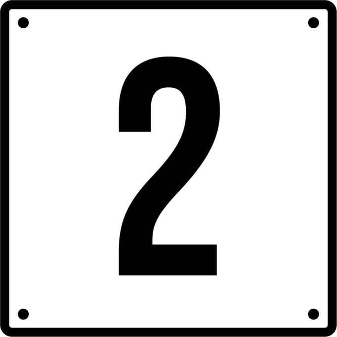 Huisnummerbord 2 - Incl. Schroeven en Pluggen – Acrylaat - 10 x 10 cm - Wit met Zwart