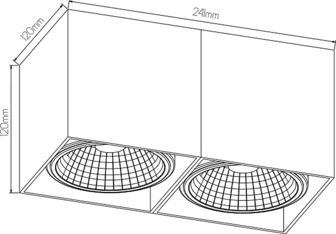 BOX-2L vierkant wit incl. 2x AR111 12,4W 2700K