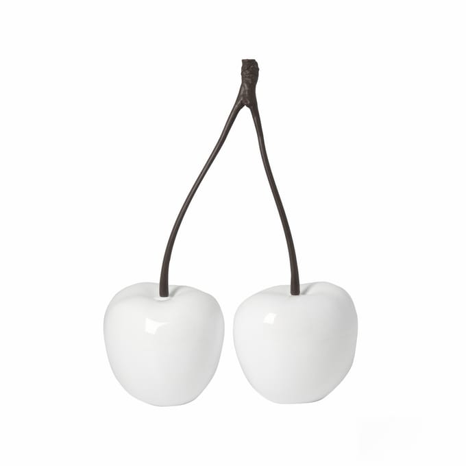 Decoratieve dubbele kers in wit gemaakt van robuust glasvezel - E2232-S1-W
