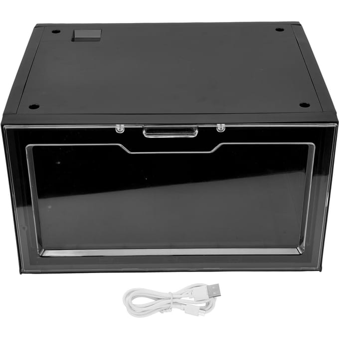 LED Schoendoos Spraakbesturing Transparante Deur Stapelbare Sneaker Opberg Displaycase voor Thuis zwart