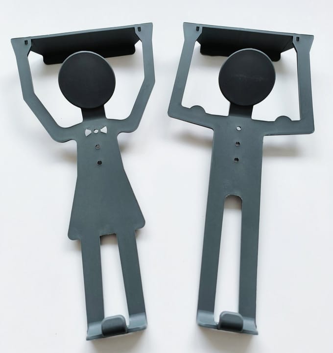 Papillon Deurhanger - 2 stuks Handdoekhouder - Man & Vrouw - Grijs