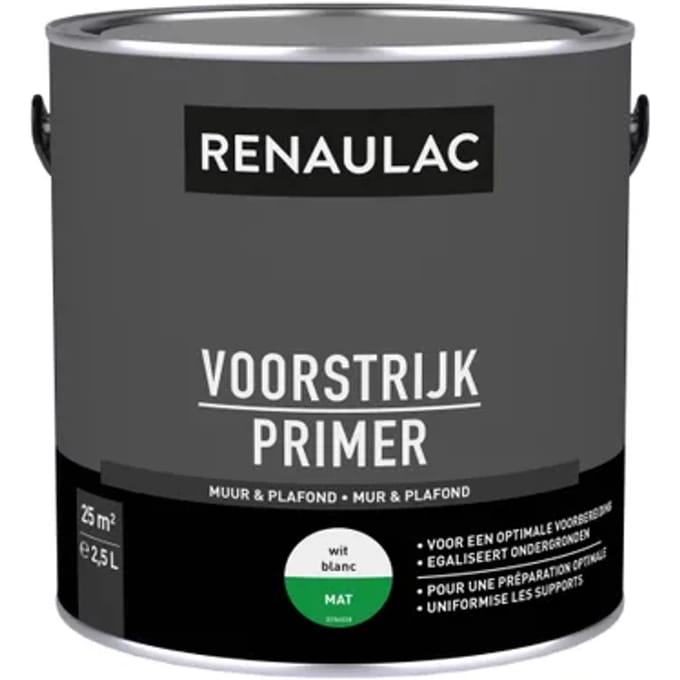 Renaulac Primer - Muur En Plafond - Mat Wit - 2,5l