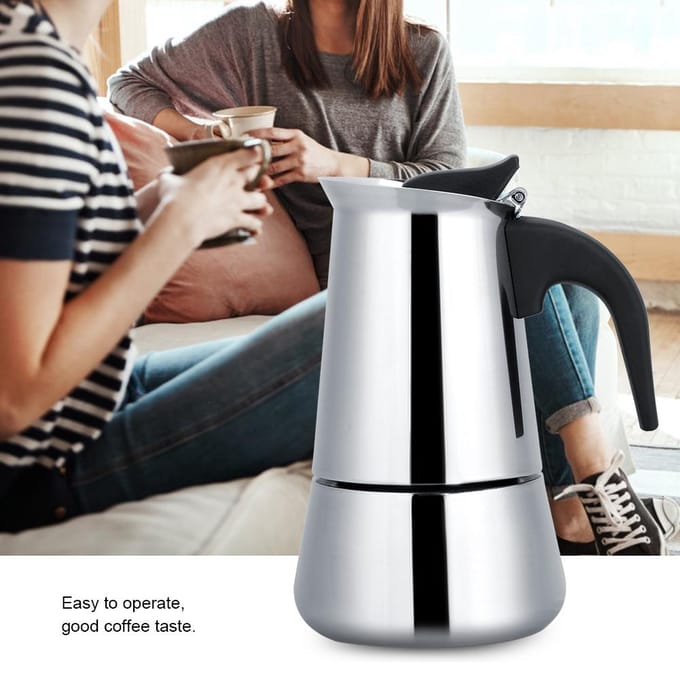 Draagbare Roestvrijstalen Koffiepot Moka Espressomaker Mocha Pot (300 ml) gray