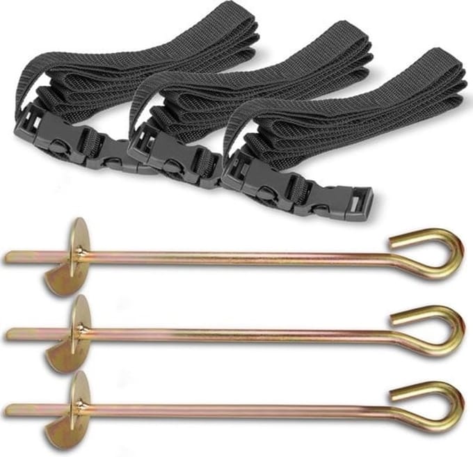 Trampoline Ankers - 3 Stuks met Riemen & Grondpriemen - Viking Choice