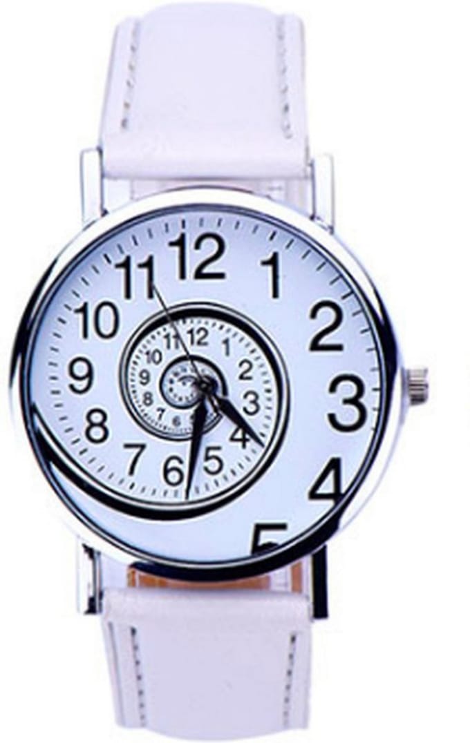 Hidzo Horloge Swirl Ø 37 mm - Wit - Kunstleer