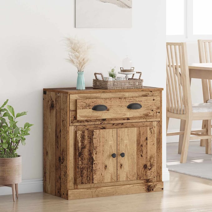 vidaXL - Highboard - Oud - Hout - 70 - x - 35,5 - x - 67,5 - cm - Bewerkt - hout