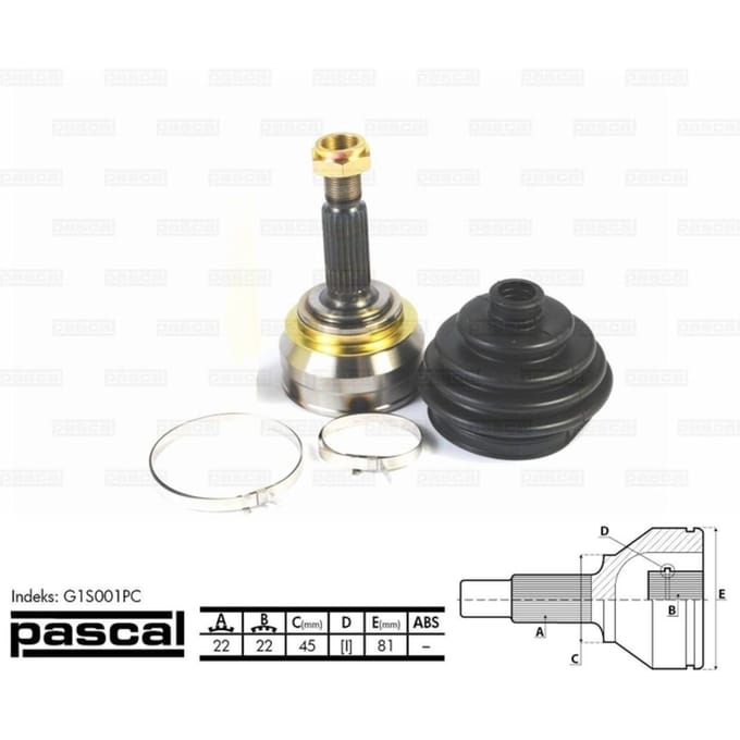 Homokineet reparatie set, aandrijfas PASCAL G1S001PC