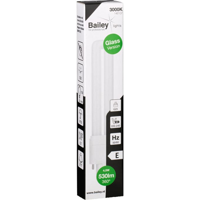 Bailey Led Pl Glas G23 4.5W 530lm Warm Wit Lamp - 146107