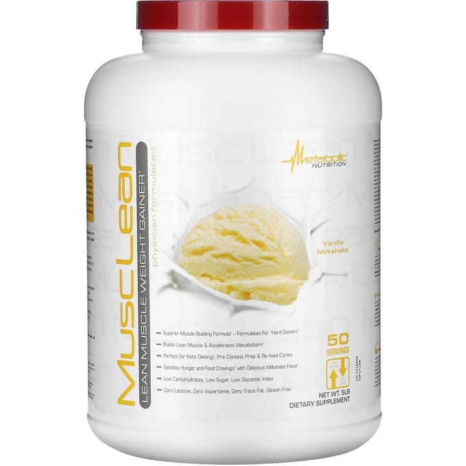 Musclelean, magere spiermassa opbouw, vanille milkshake, 5 pond