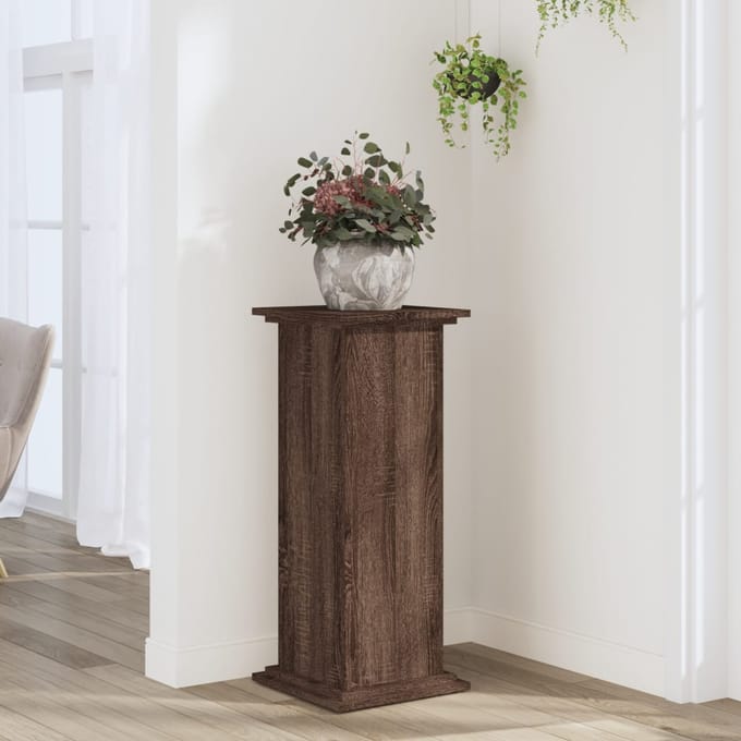 vidaXL - Plantenstandaard - 33x33x80 - cm - bewerkt - hout - bruin - eikenkleurig